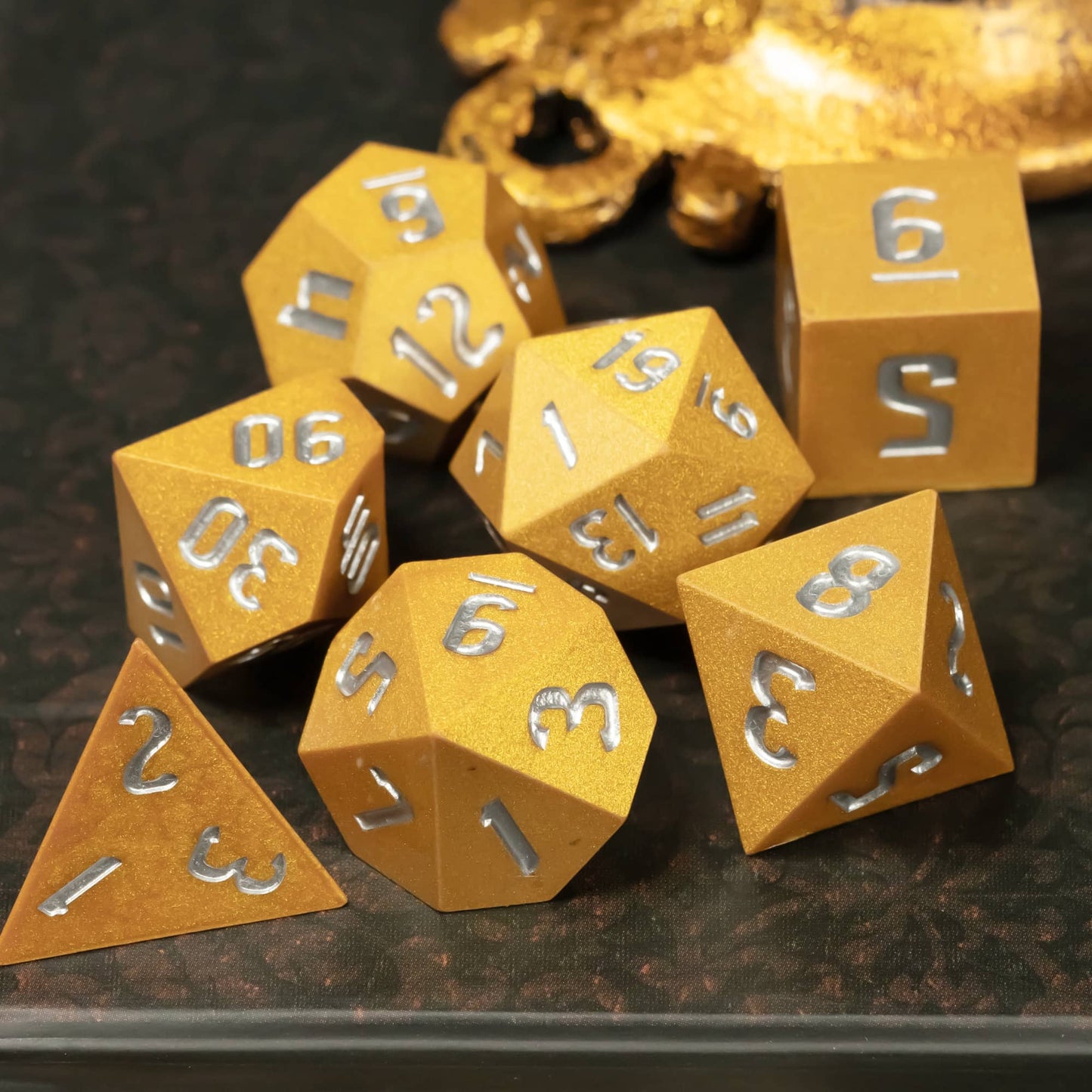Gouden Glitter Handgemaakte Dobbelstenen Set