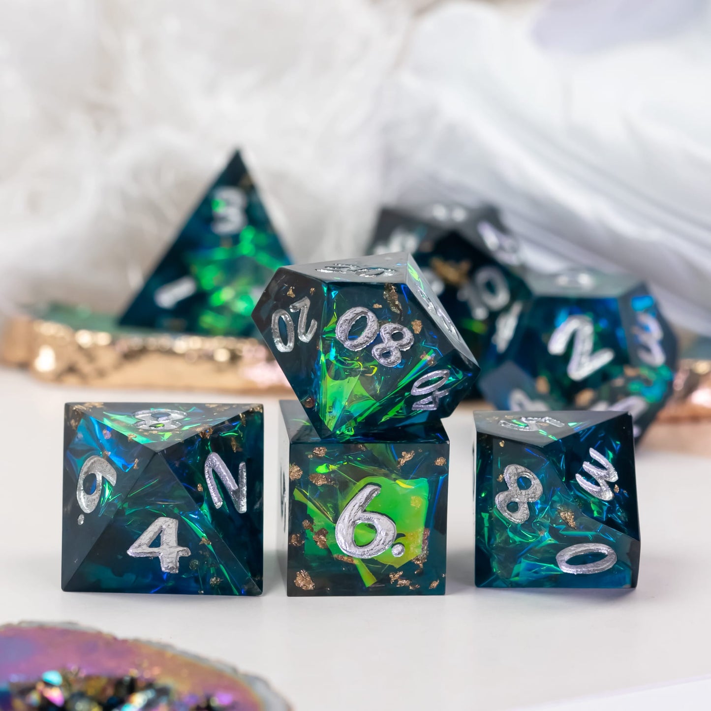 Glitter Papier Handgemaakte Dobbelstenen Set