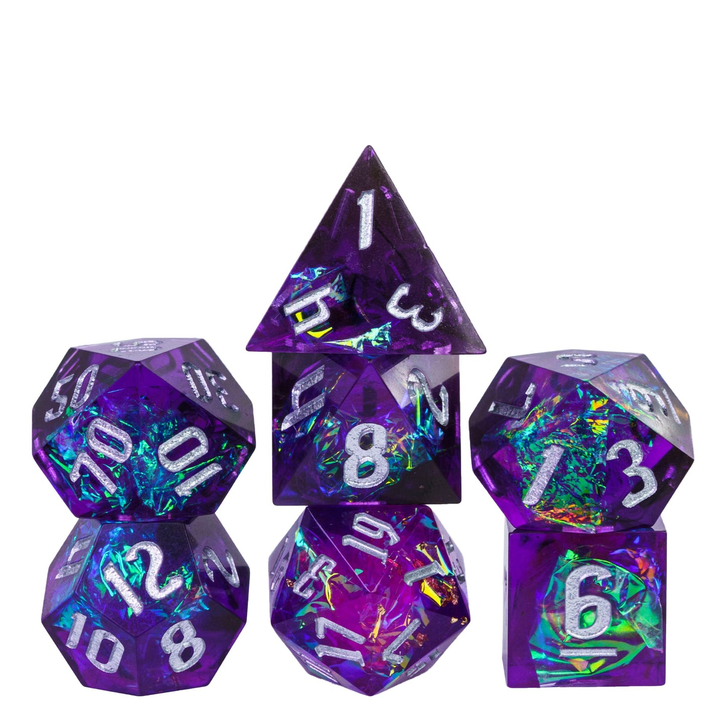 Paarse Glitter Papier Handgemaakte Dobbelstenen Set