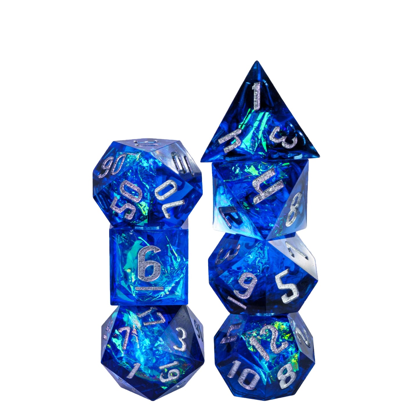 Blauwe Glitter Papier Handgemaakte Dobbelstenen Set