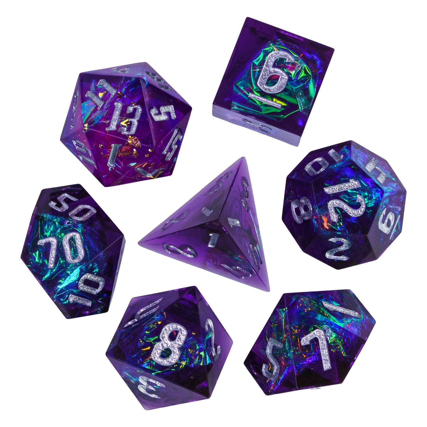 Paarse Glitter Papier Handgemaakte Dobbelstenen Set
