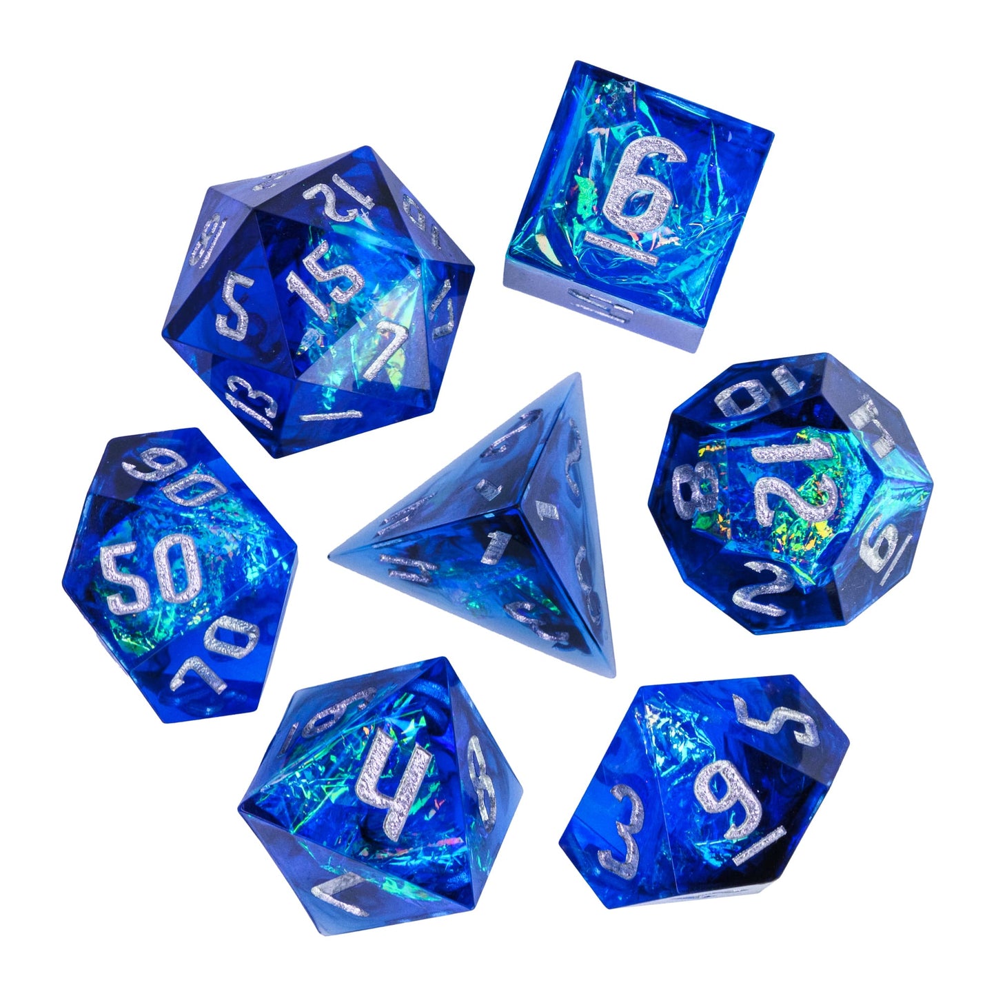 Blauwe Glitter Papier Handgemaakte Dobbelstenen Set