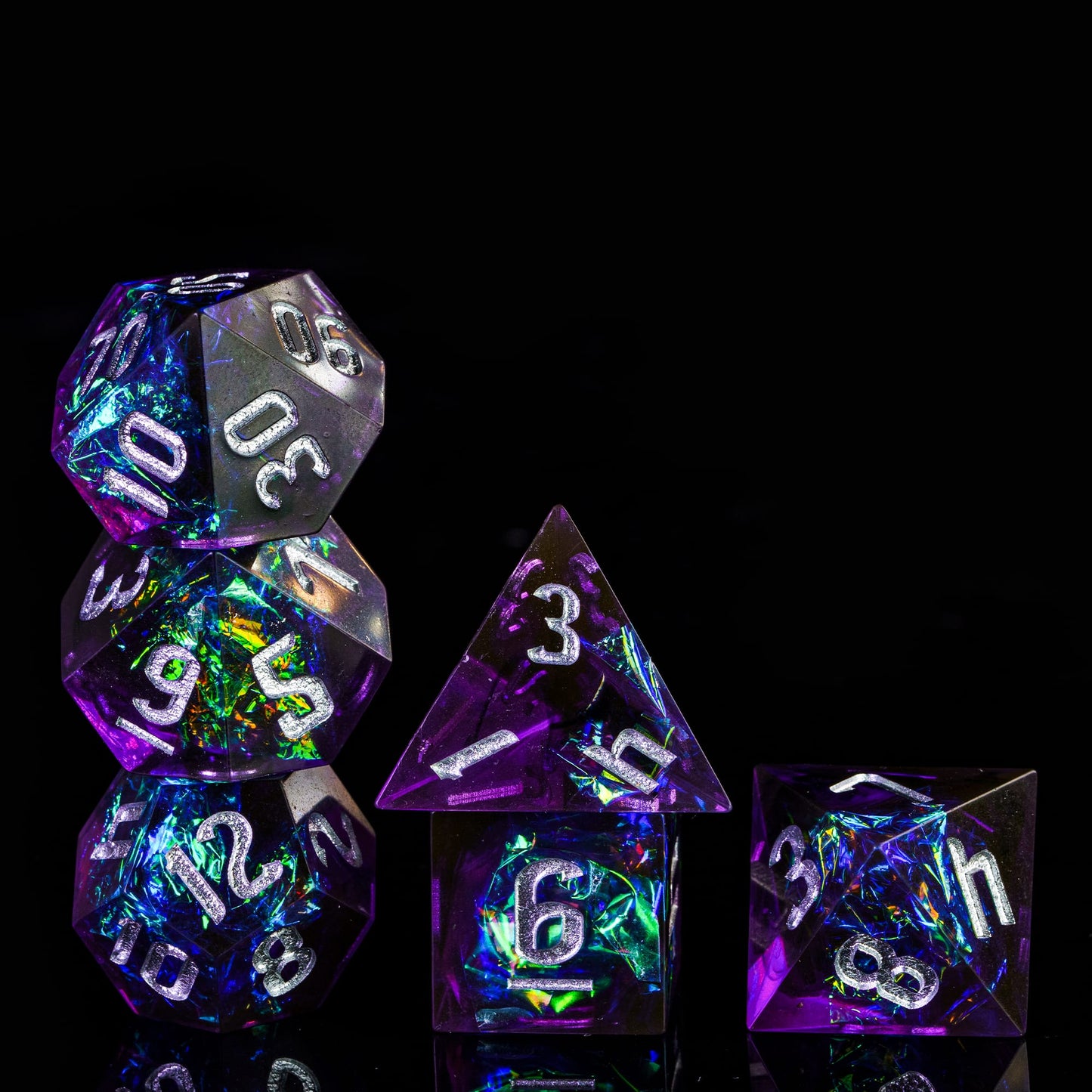 Paarse Glitter Papier Handgemaakte Dobbelstenen Set