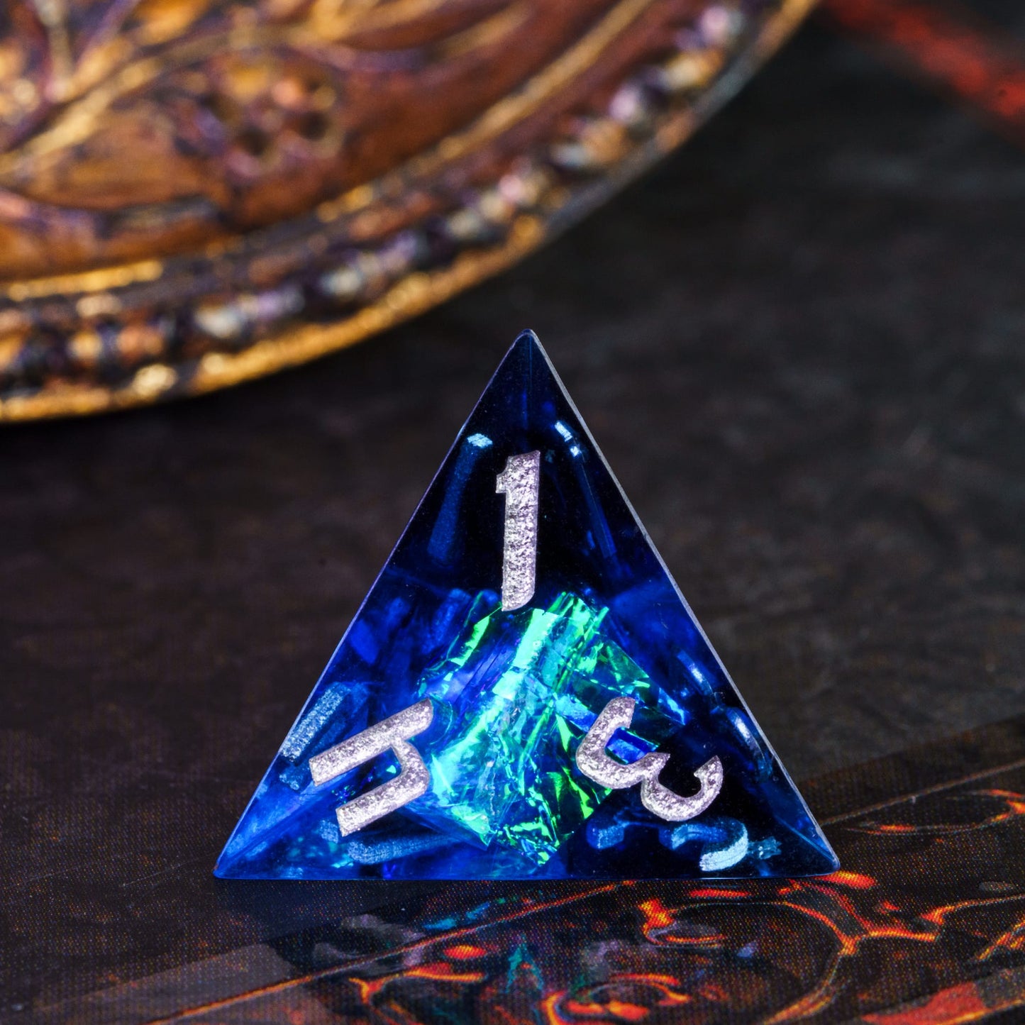 Blauwe Glitter Papier Handgemaakte Dobbelstenen Set