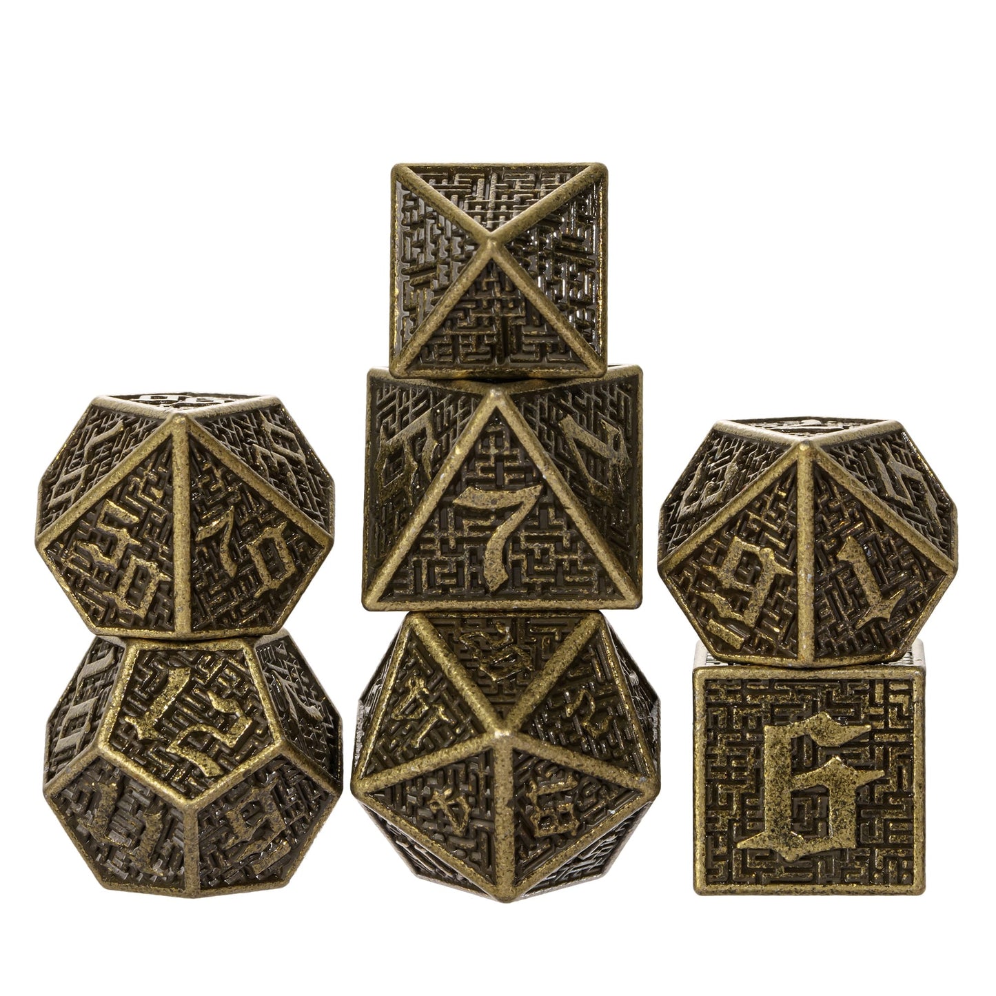 Maze Pattern Metal Dice Set