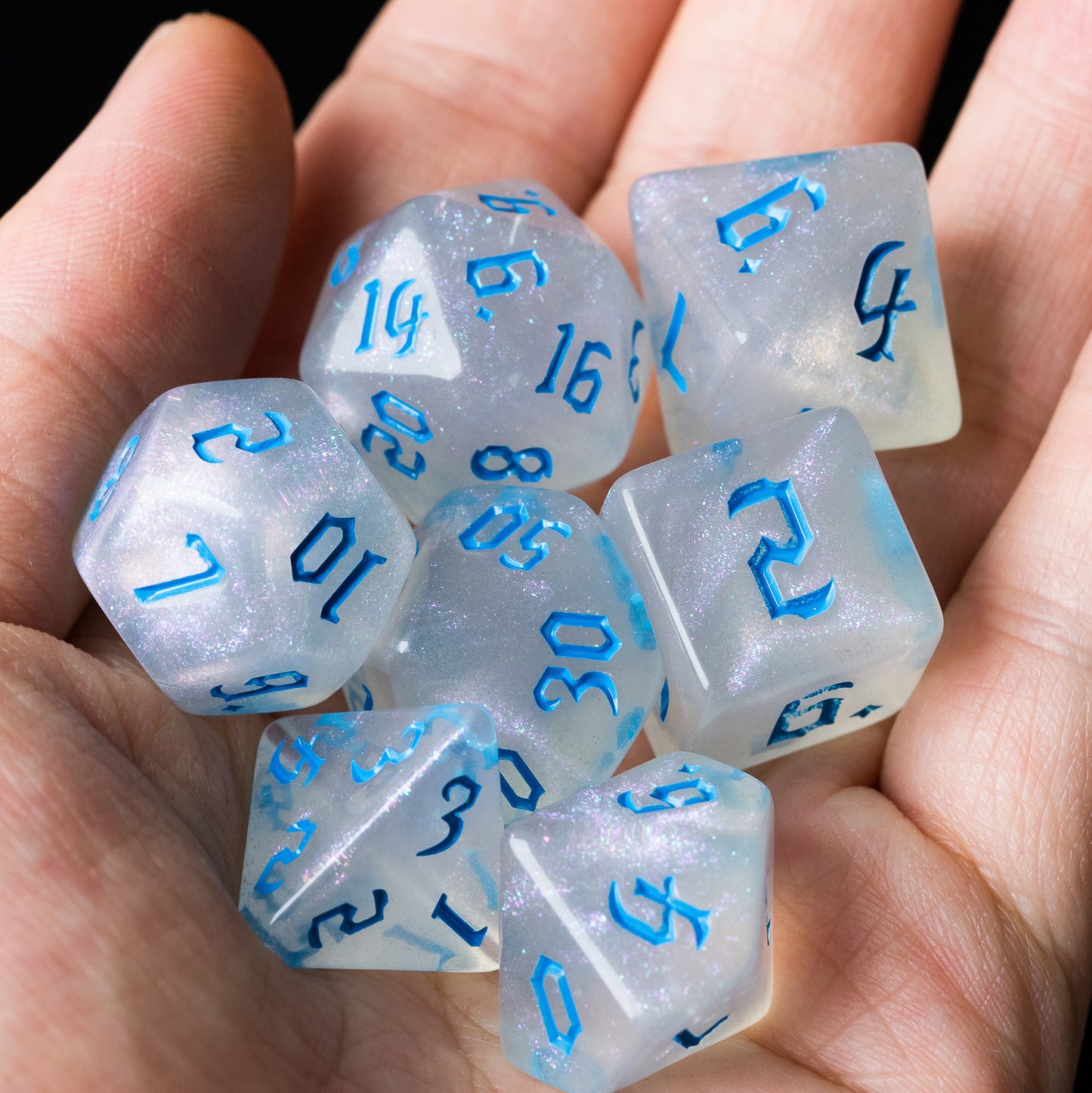 Glitter Dice Set met Gekleurde Letters
