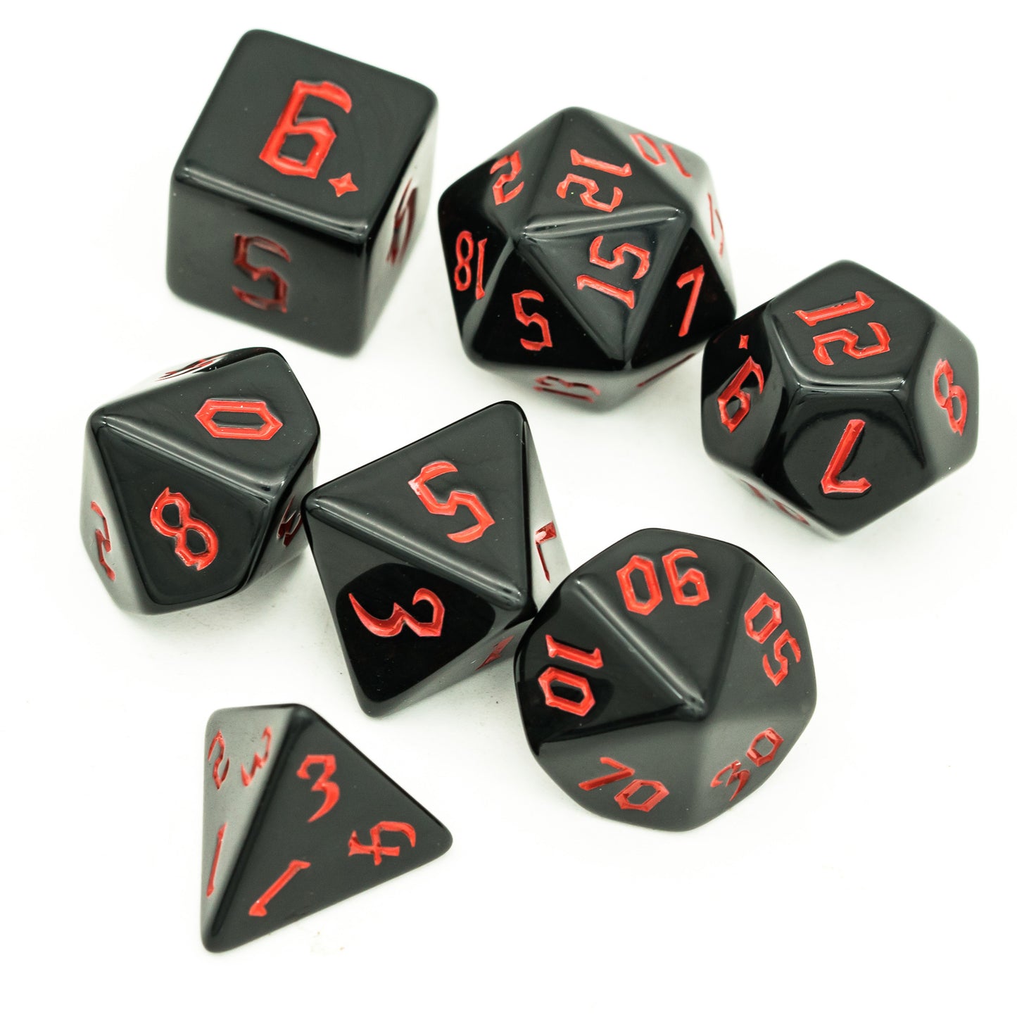 Zwarte Dobbelstenen Set met Gekleurde Letters