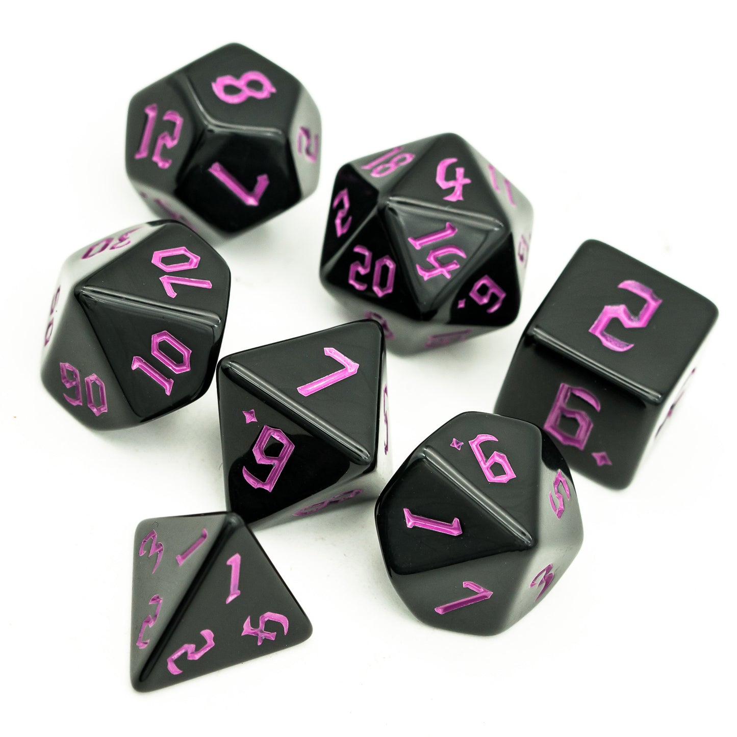 Zwarte Dobbelstenen Set met Gekleurde Letters