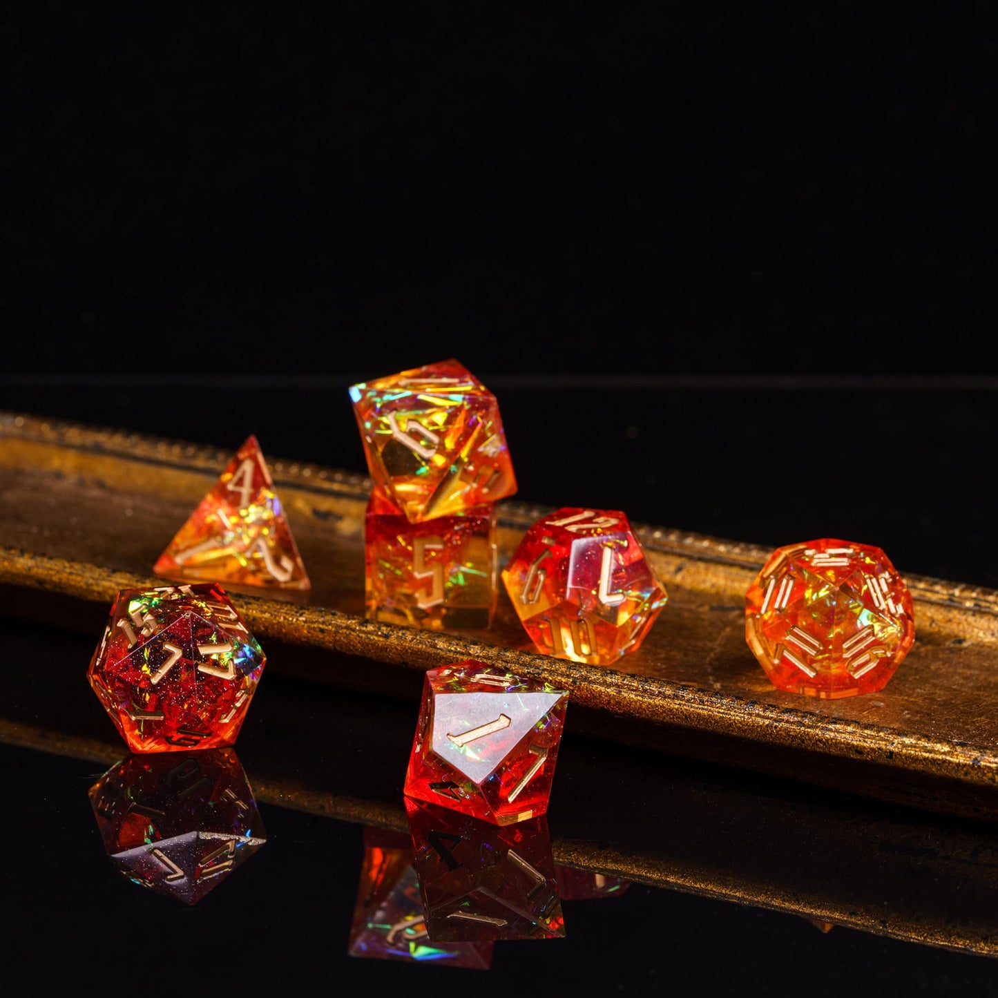 Rode Glitter Papier Handgemaakte Dobbelstenen Set