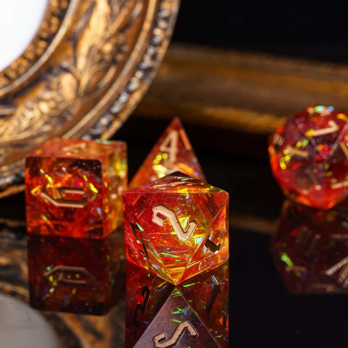 Rode Glitter Papier Handgemaakte Dobbelstenen Set