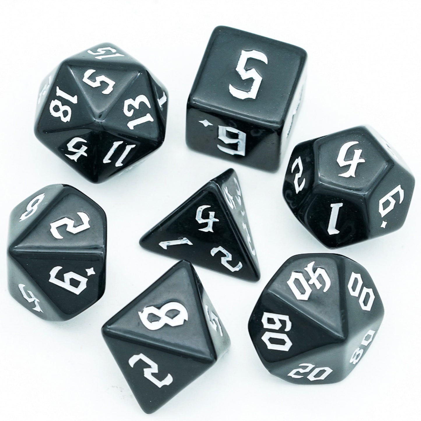 Zwarte Dobbelstenen Set met Gekleurde Letters