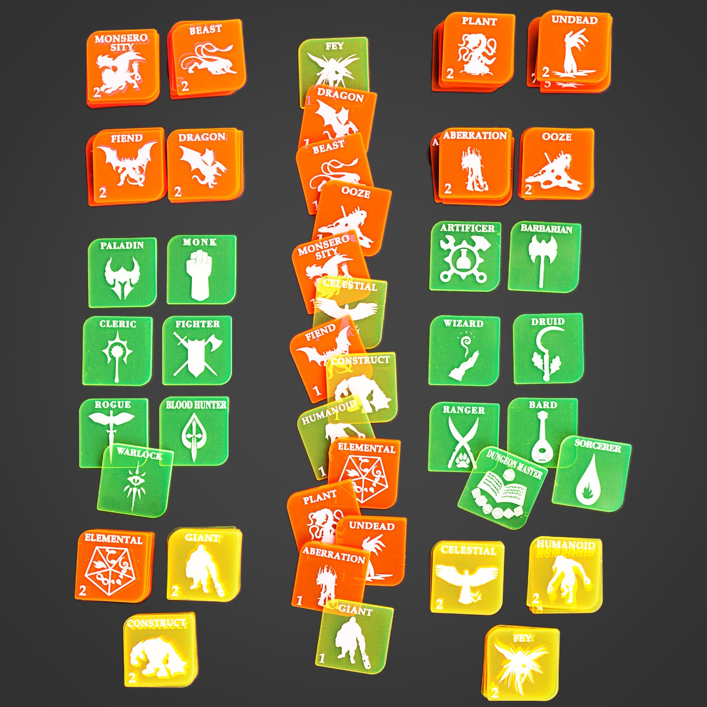 Tabletop Game Fantasy RPG Heroes and Monsters Token Set