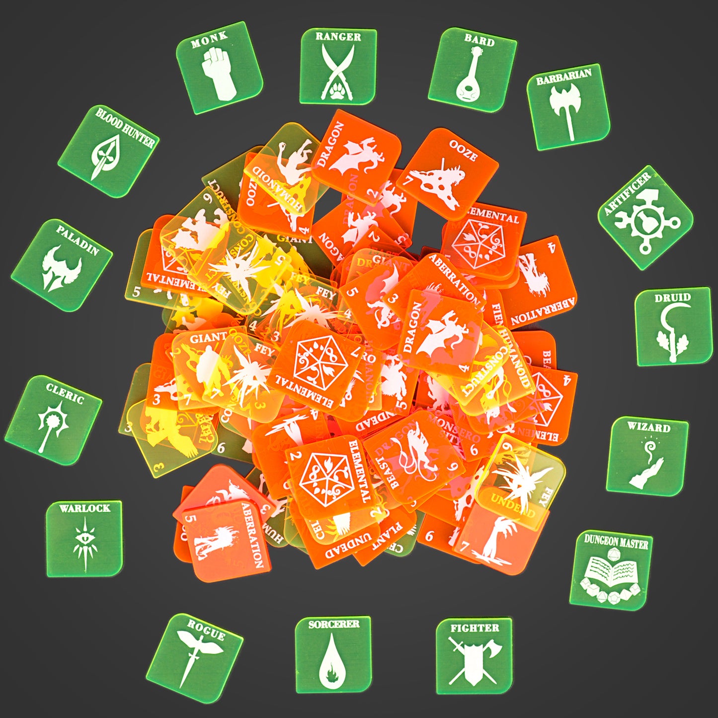 Tabletop Game Fantasy RPG Heroes and Monsters Token Set