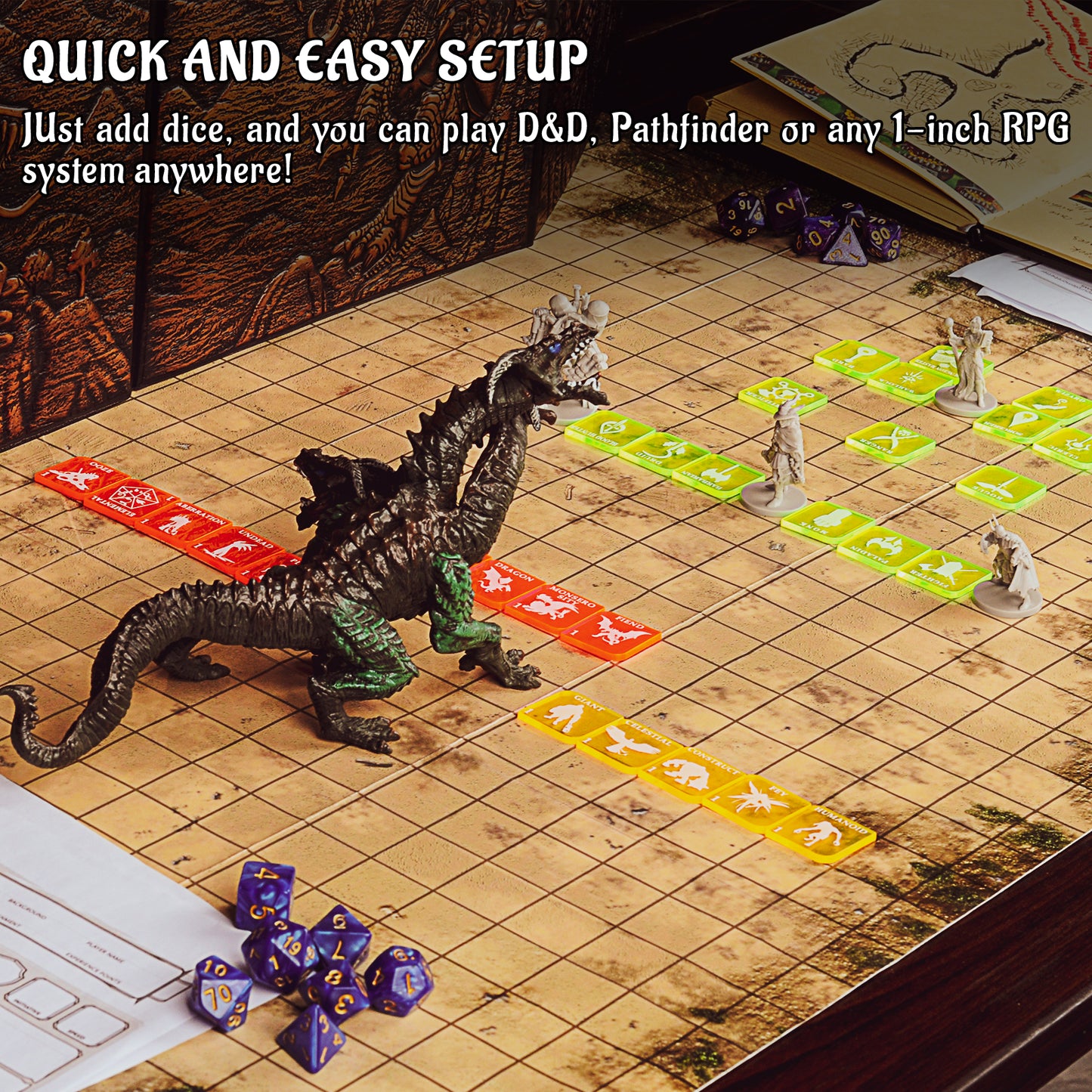 Tabletop Game Fantasy RPG Heroes and Monsters Token Set