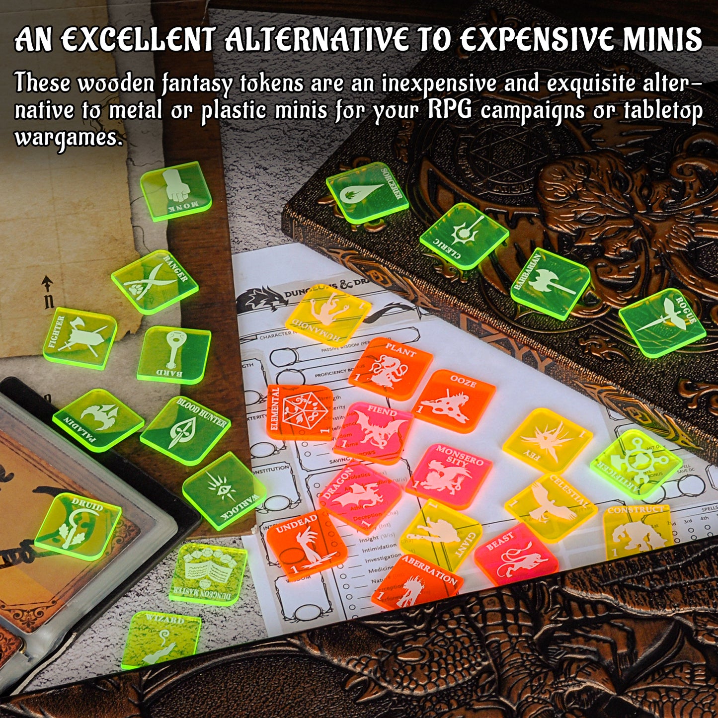 Tabletop Game Fantasy RPG Heroes and Monsters Token Set