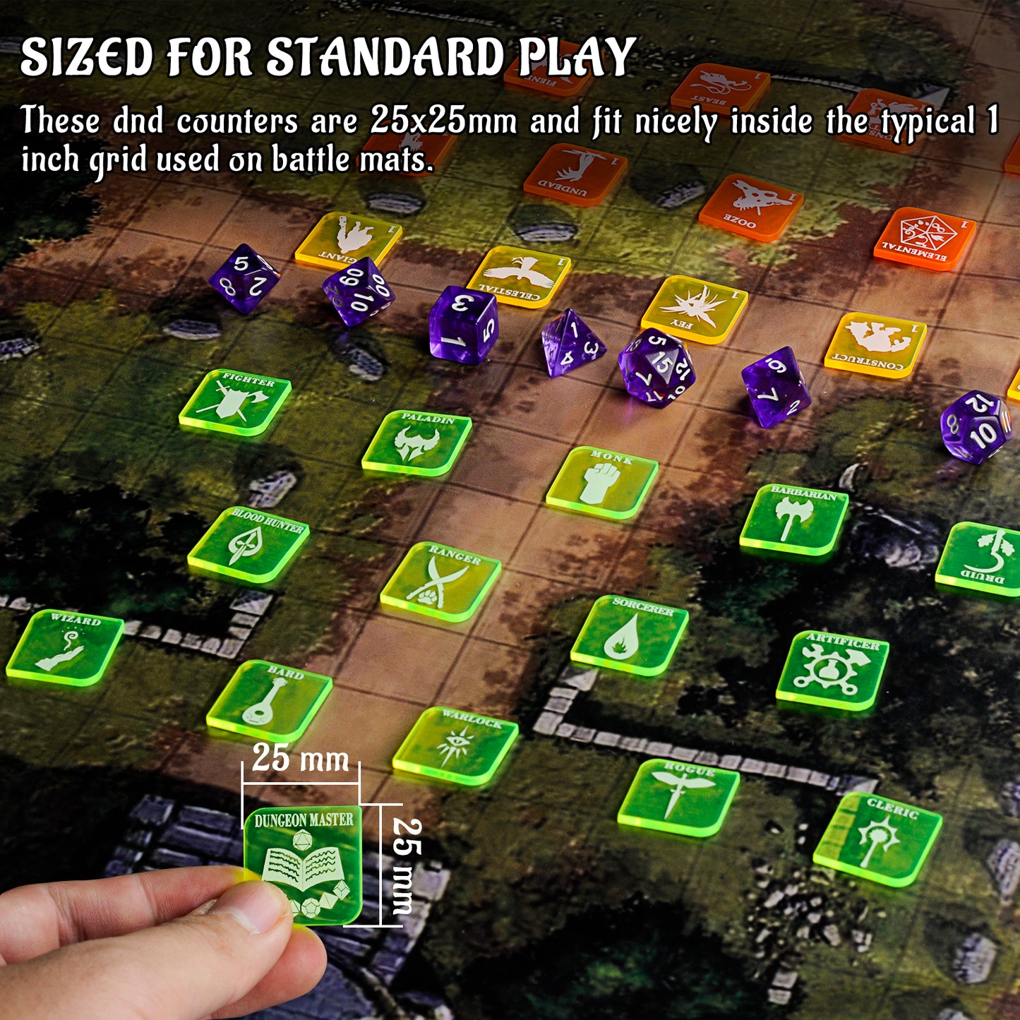 Tabletop Game Fantasy RPG Heroes and Monsters Token Set