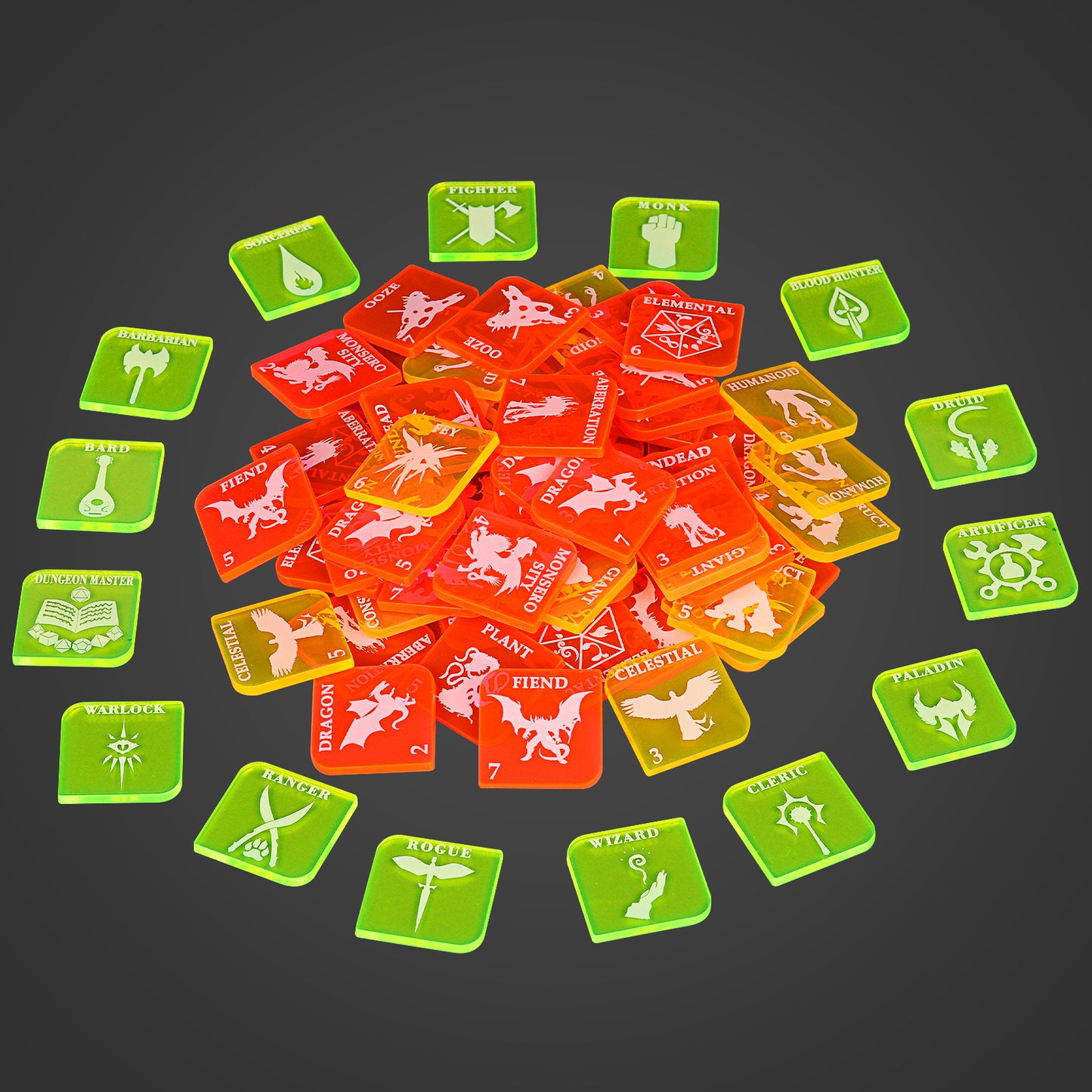 Tabletop Game Fantasy RPG Heroes and Monsters Token Set
