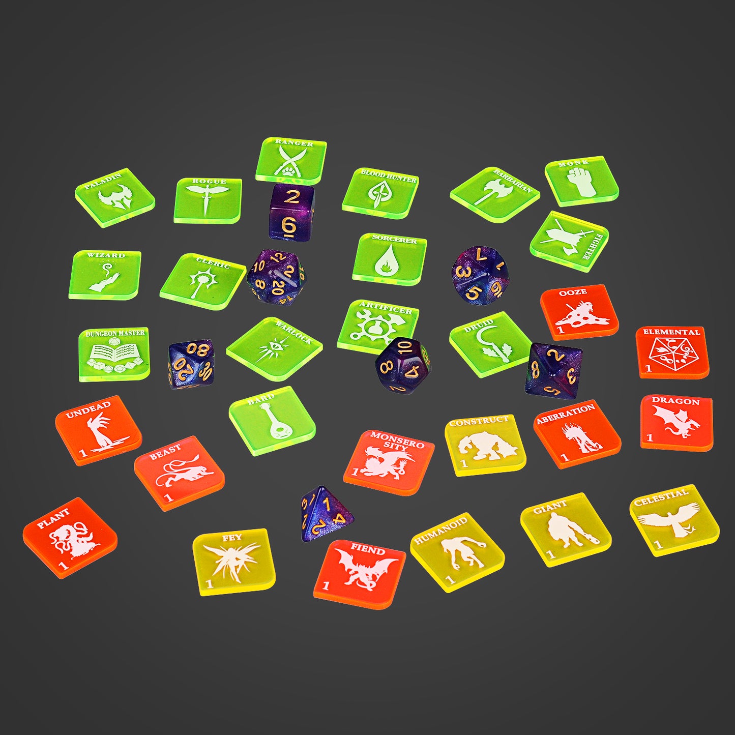 Tabletop Game Fantasy RPG Heroes and Monsters Token Set