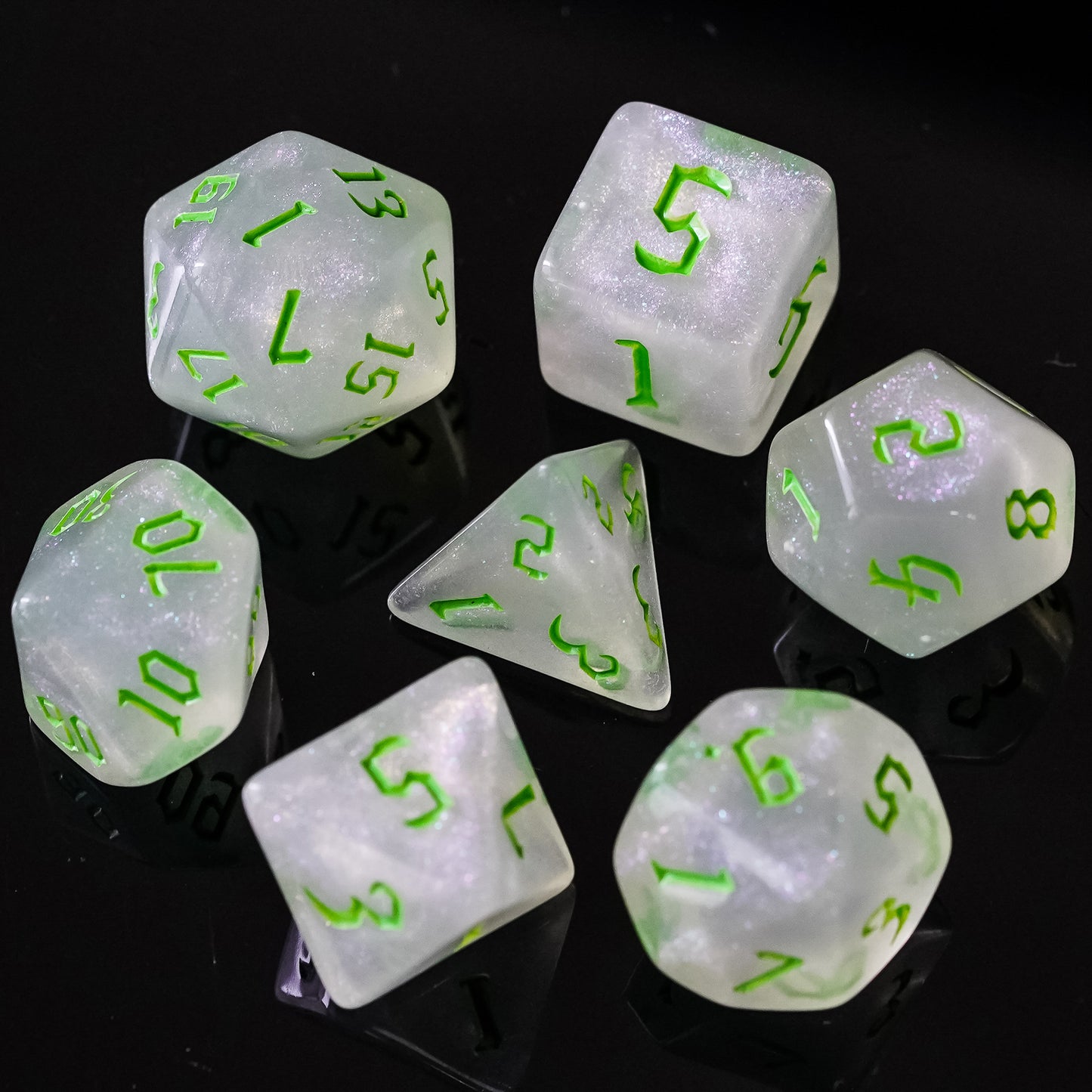 Glitter Dice Set met Gekleurde Letters