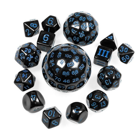 15 Piece Dice Set with Colored Numbers