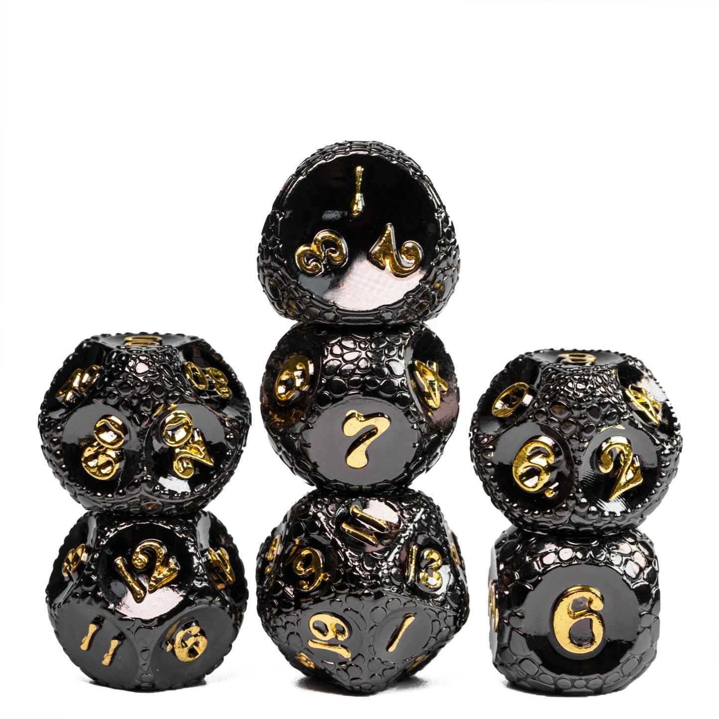 Metalen Drakenschubben Dobbelstenen Set