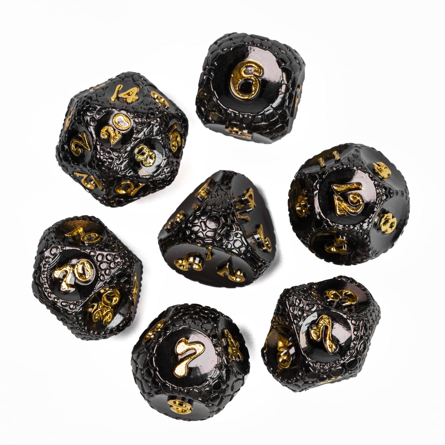 Metalen Drakenschubben Dobbelstenen Set