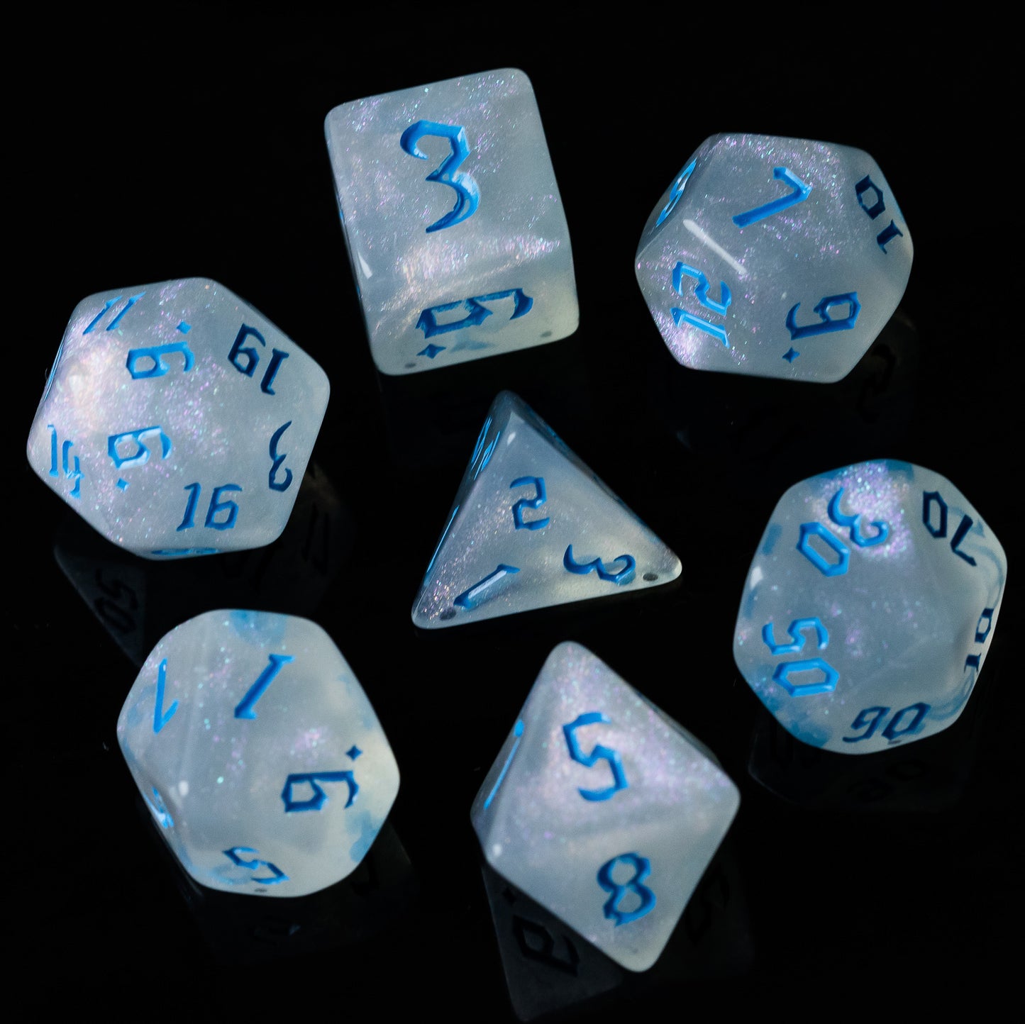 Glitter Dice Set met Gekleurde Letters