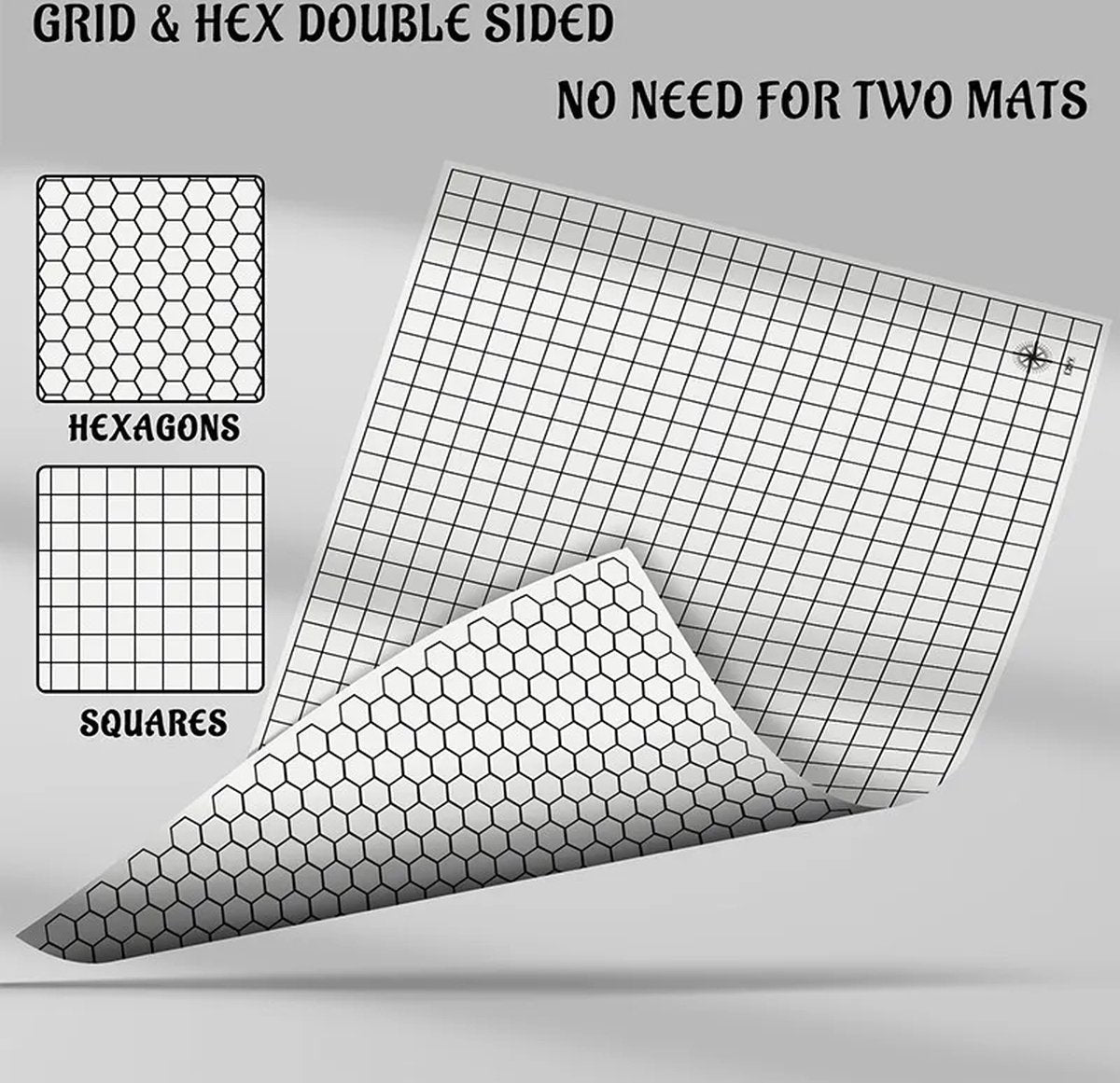 Silicone Battle Mat Double Sided With Square &amp; Hex Pockets