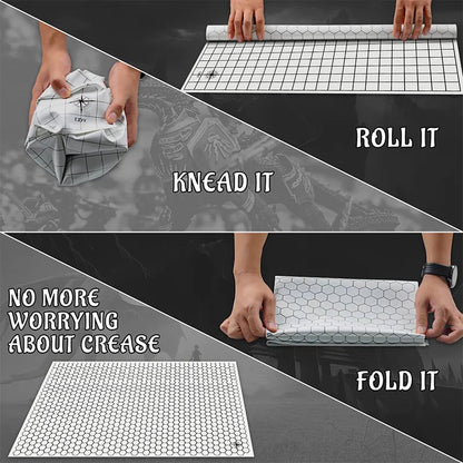 Silicone Battle Mat Double Sided With Square &amp; Hex Pockets