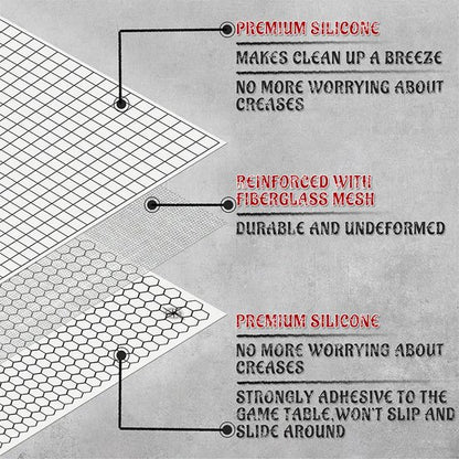 Tapete de batalla de silicona de doble cara con bolsillos cuadrados y hexagonales