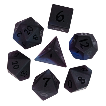 Purple and Black Glass Dice Set