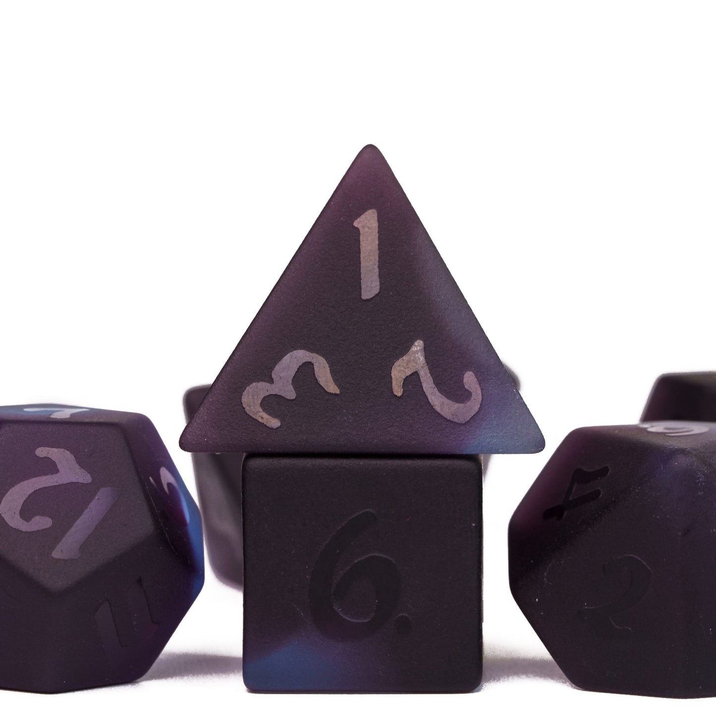 Purple and Black Glass Dice Set