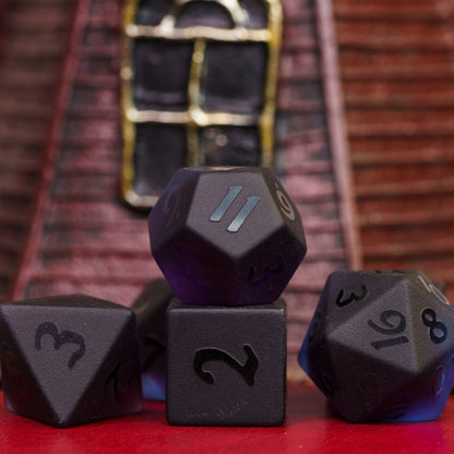 Purple and Black Glass Dice Set