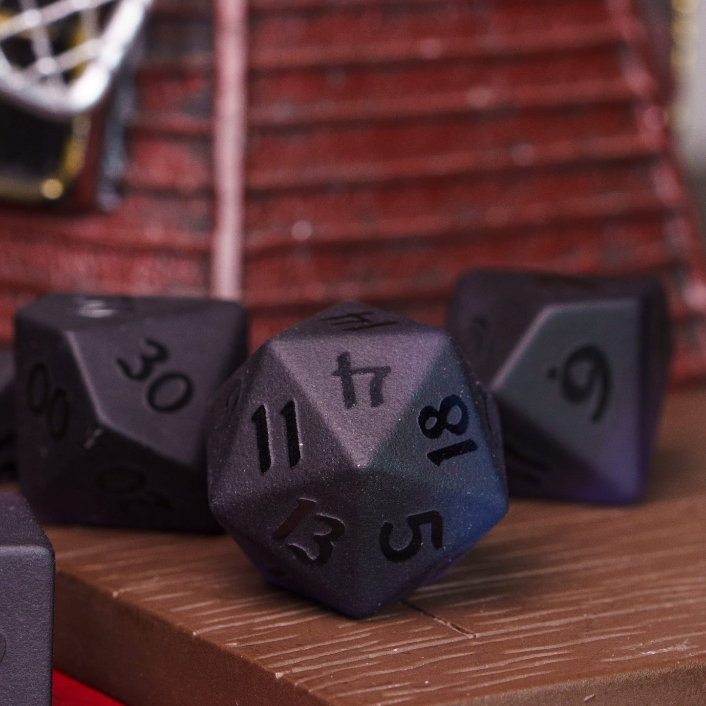 Purple and Black Glass Dice Set